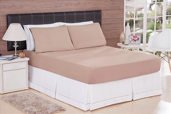 LENÇOL CASAL PADRÃO DE MALHA 03 PEÇAS CAPPUCCINO - 1831