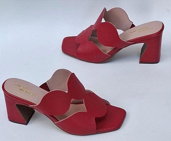 Tamanco MORENA salto 7 cmts couro Vermelho