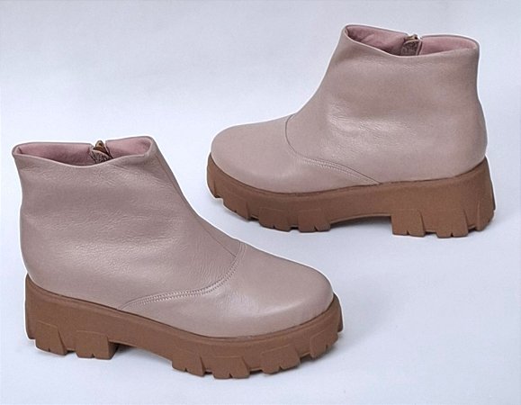 Bota Curta Couro nude