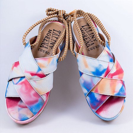 sandalia plataforma de amarrar