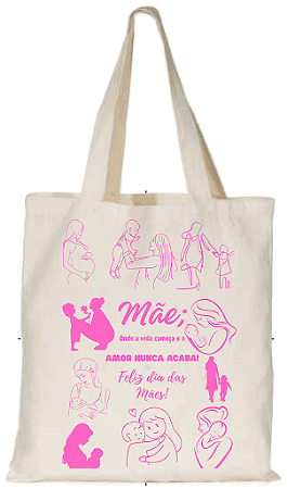 Sacola Ecobag Dia Das Mães Ecológica 100% Algodão 40x45alt