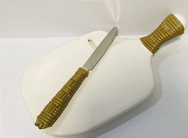Tábua Jurerê Porcelana Com Faca - Caramelo