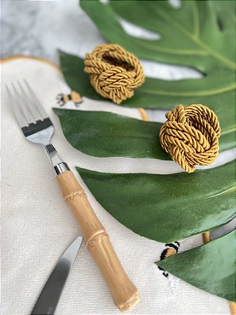Porta Guardanapo Trançado Dourado