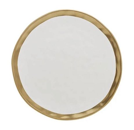 Prato Sobremesa de Porcelana Branco e Dourado Dubai Wolff