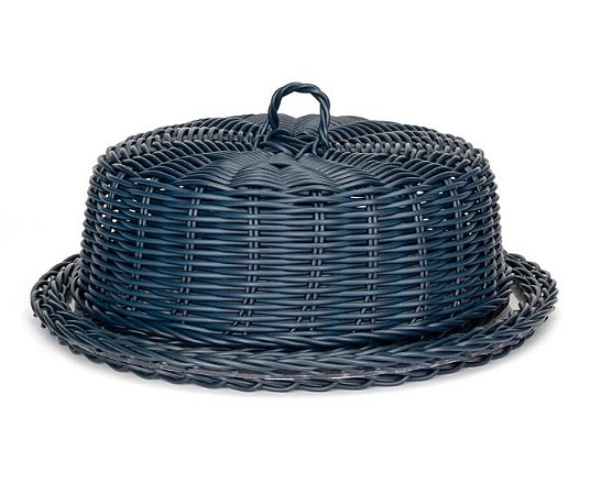 Boleira  Vime Sintético - Porta Bolo Jurerê Azul Marinho