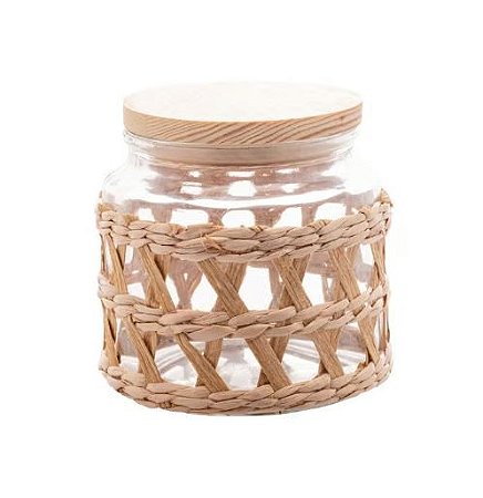 Pote Vidro Borossilicato com Sisal e Tampa Madeira Wolff | 520ml