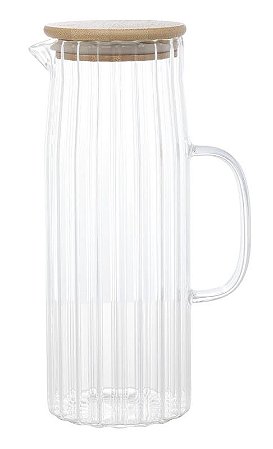 Jarra De Vidro Com Tampa De Bambu Wolff 1,1L