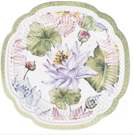 Conjunto Prato Sobremesa Flores Coloridas 6 Unidades