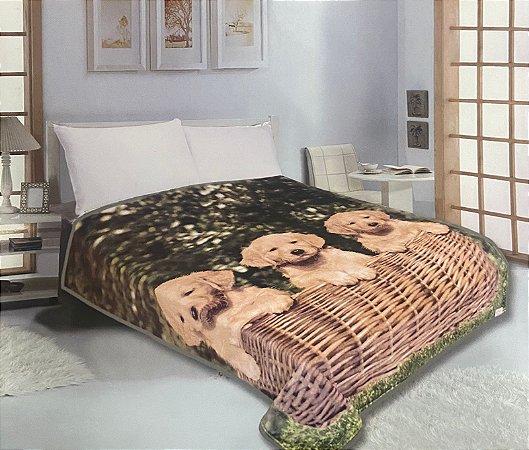 Cobertor Duplo Super Soft Solteiro 640g/m² Cachorro Golden - Realce Top Sultan