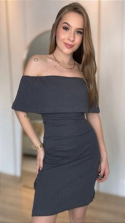 Vestido Canelado Ombro a Ombro Colcci Jeans