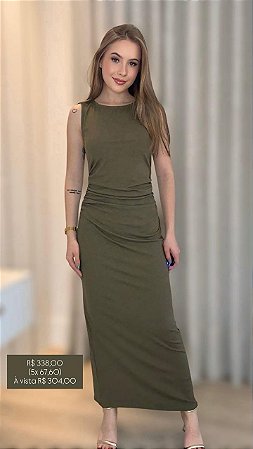 Vestido Justo MC Maxi Midi Flor de Lis