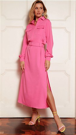 vestido midi rosa luciana - desnude