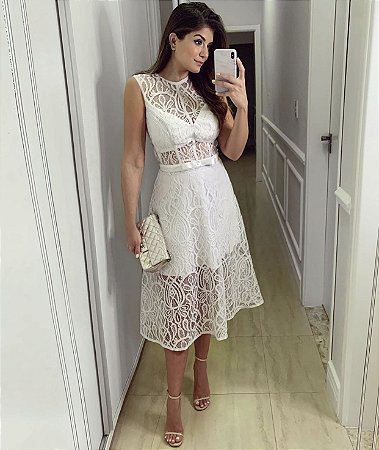 Vestido midi Off white amanda - Carol dias