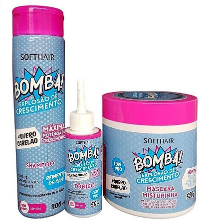 Soft Hair Bomba Explosão De Crescimento  Kit Shampoo,Tônico 50mL E Máscara