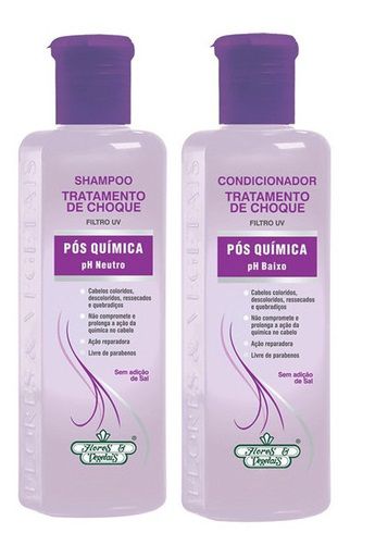 Shampoo E Condicionador Tratamento De Choque Pós Química Flores & Vegetais