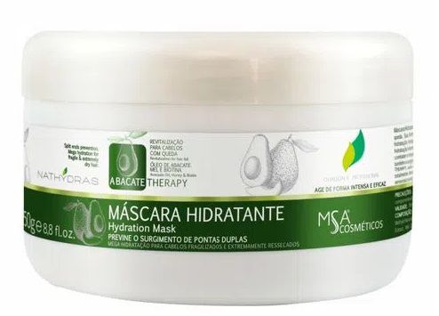 Máscara Hidratante Abacate Therapy Para Cabelos Fragilizados Com Queda Nathydras