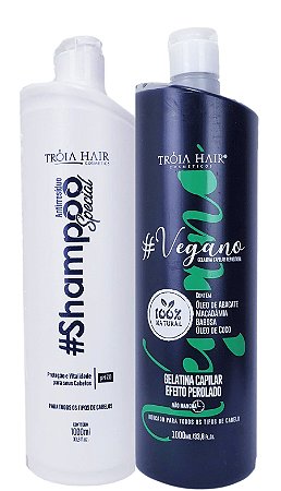 Progressiva Vegana Gelatina Capilar Efeito Perolado Tróia Hair 2x1000mL