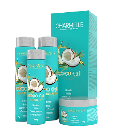 Óleo De Coco Kit Nutitivo Coco Oil Linha Completa Charmelle