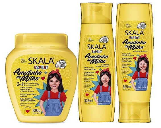 Skala Amidinho De Milho Kids Hidratação E Força Kit Completo