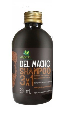 Shampoo Mascuino 3X1 Redutor De Oleosidade Del Macho Hábito Cosméticos