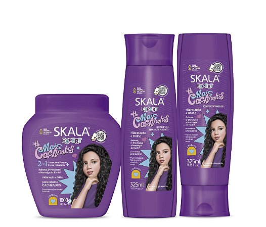 Skala Mais Cachinhos Kit Hidratação Capilar Shampoo,Condicionador,Creme 2em1