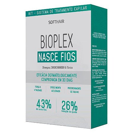 Kit Sistema de Tratamento Soft Hair Bioplex Nasce Fios Sh, Cond e Tônico