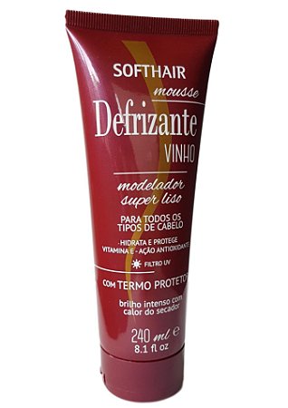 SoftHair Mousse Modelador Defrizante Vinho Termo Protetor 240Ml