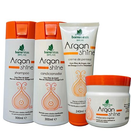 Barrominas Argan Shine kit completo Para Cabelos Danificados