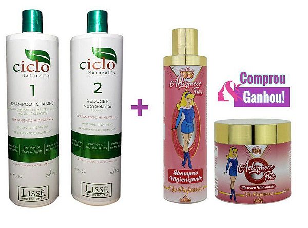 Lissé Ciclo Naturals Shampoo e Reducer Profissionals 1L+1 Kit Manutenção Fio Nos Trinks Grátis