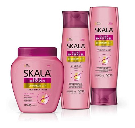 Kit Skala Ceramidas Shampoo + Condicionador + Máscara Brilho Impecável