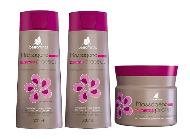 Barrominas Massageno Protect Kit Shampoo,Condicionador E Máscara