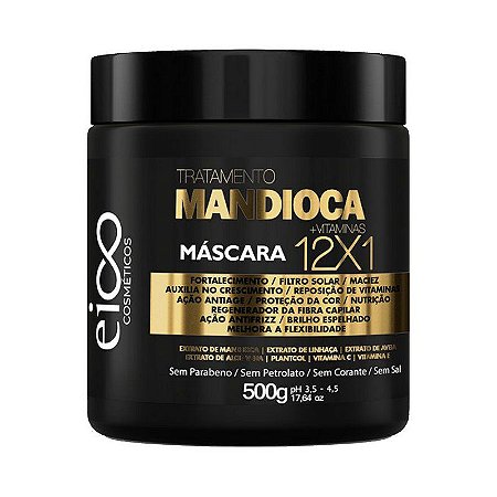 Eico Cosméticos Máscara Capilar Tratamento Mandioca+Vitaminas 12x1 500g