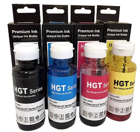 Kit 4 Refis de Tinta Premium HP GT5822 GT Séries 1 de Cada Cor