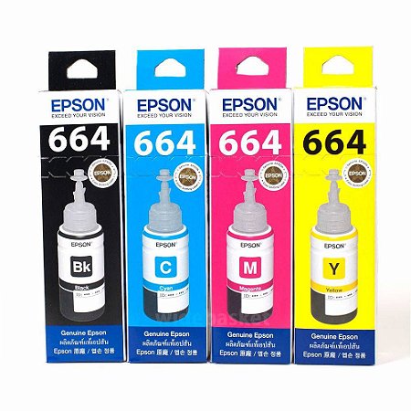 Kit 4 Refil Tinta Epson T664 L110 L210 L355 Originais