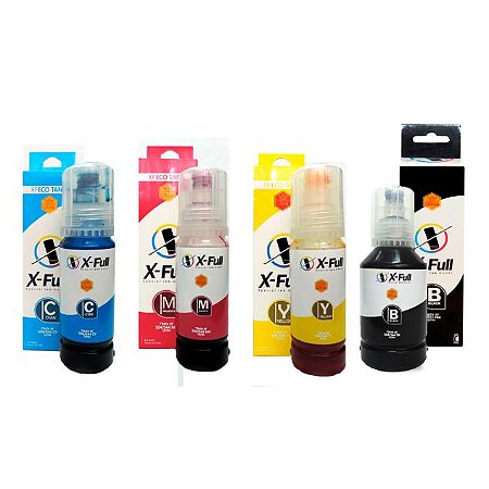 Kit 4 Refis de Tinta Compatível Epson Ecotank T504 T544 - 1 de Cada Cor - X-Full