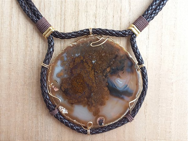 Colar curto dois cordões de ágata