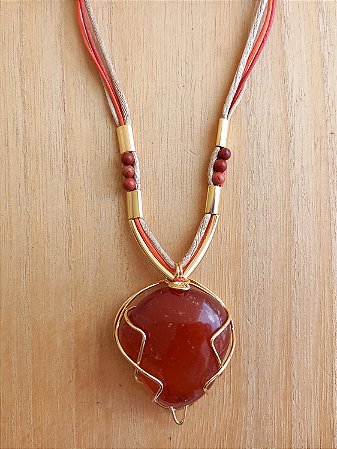 Colar regulável de cornalina