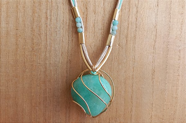 Colar regulável de amazonita