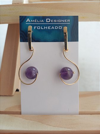 Brinco longo de ametista