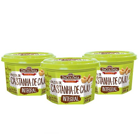 KIT 03 UN PASTA DE CASTANHA DE CAJU INTEGRAL 200g