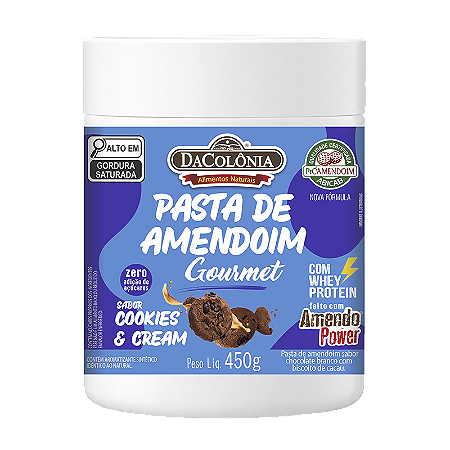 Pasta de Amendoim Gourmet Cookies & Cream 450g - DaColônia