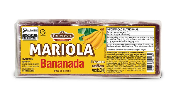 Mariola tipo Bananada Tijolinho DaColônia 300g