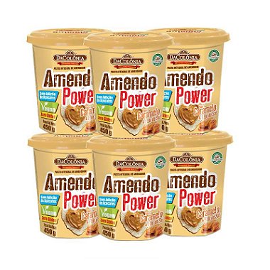 Kit 06 unidades Pasta de Amendoim Amendo Power sabor Caramelo e Flor de Sal 450g