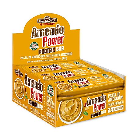 Barra Amendo Power Protein Bar Pasta de Amendoim 600g (Display 12 unid)
