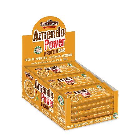 Barra Amendo Power Protein Bar Pasta de Amendoim 600g (Display 12 unid)