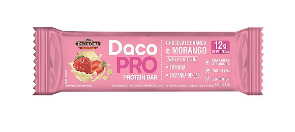 Barra DacoPro Protein Bar Chocolate Branco e Morango 50g