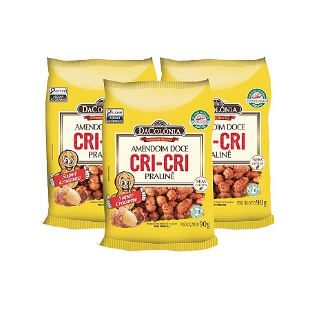 Amendoim Doce Cri-Cri Pralinê - Kit 3 unidades de 90g