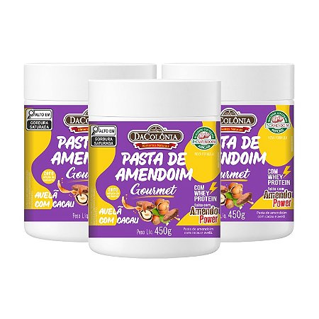 Kit 3 Potes - Pasta de Amendoim Gourmet com Avelã e Cacau 450g
