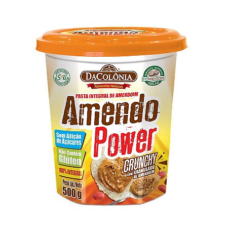 Pasta Integral de Amendoim Amendo Power Crunchy com Granulado de Amendoim 500g