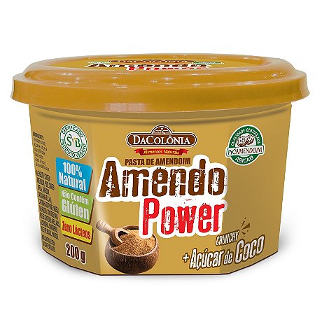 Pasta de Amendoim Amendo Power com Açúcar de Coco 200g